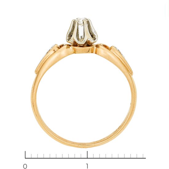 Кольцо из комбинированного золота 585 пробы c 3 бриллиантами, Л47092607 за 17850
