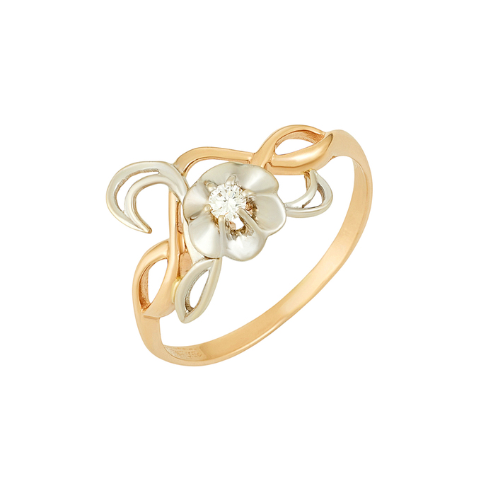 Кольцо из золота 585 пробы c бриллиантом