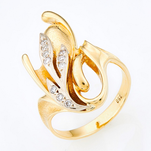 Кольцо из комбинированного золота 750 пробы c 10 бриллиантами Л30113755 фото 1