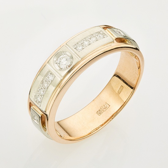 Кольцо из комбинированного золота 585 пробы c 11 бриллиантами, Л11136401 за 36 760 ₽
