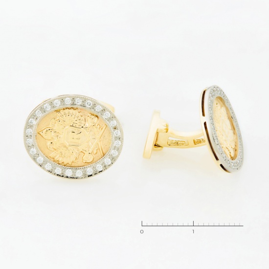 Запонка из комбинированного золота 750 пробы c 48 бриллиантами