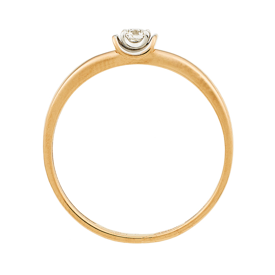 Кольцо из комбинированного золота 585 пробы c 1 бриллиантом, Л46080506 за 6250