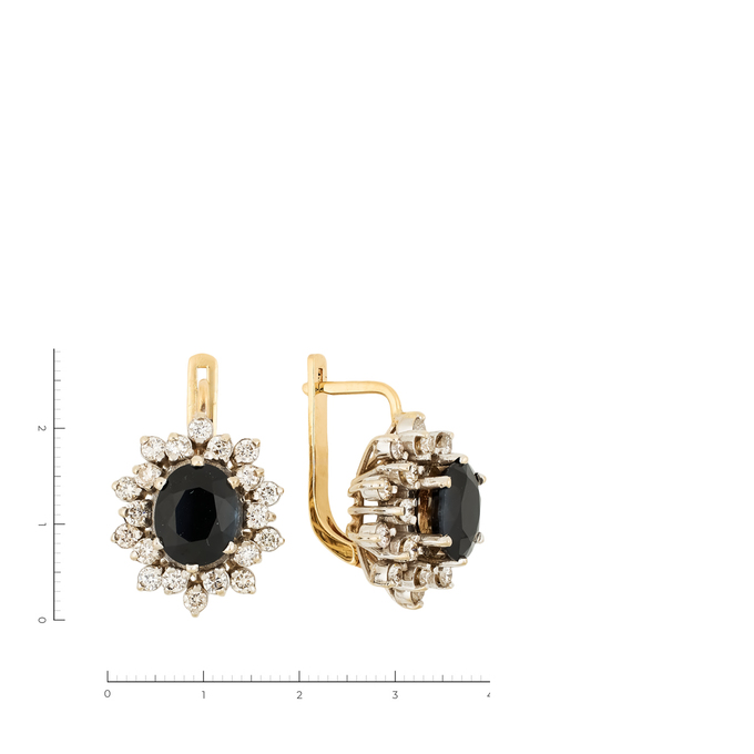 Серьга из золота 585 пробы c 20 бриллиантами и 1 корундом
