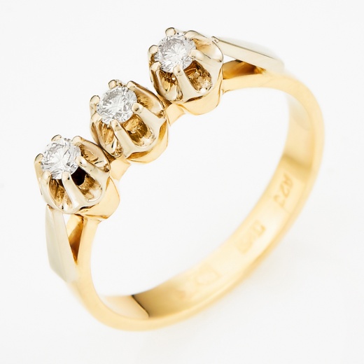 Кольцо из комбинированного золота 750 пробы c 3 бриллиантами Л51006663 фото 1