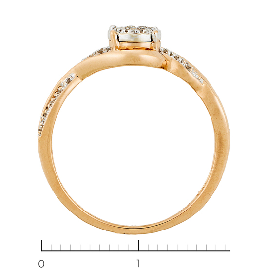 Кольцо из комбинированного золота 585 пробы c 25 бриллиантами, Л36060455 за 9450
