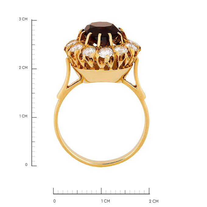 Кольцо из золота 750 пробы c гранатом и бриллиантами, Л 2812 7288 за 180000