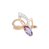 Кольцо из золота 585 пробы c аметистом и фианитами