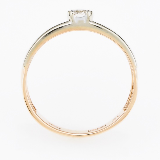 Кольцо из комбинированного золота 585 пробы c 1 бриллиантом, Л47077470 за 14200