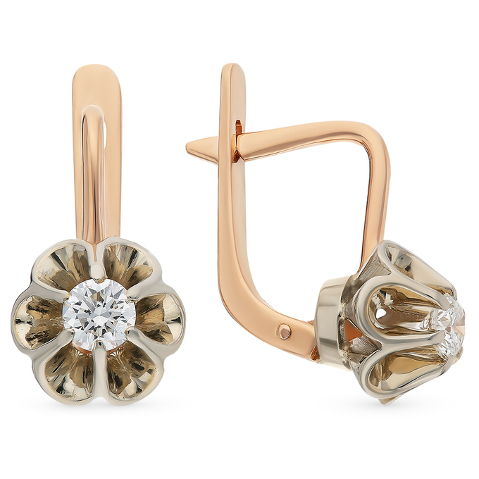 Серьги из золота 585 пробы c фианитами