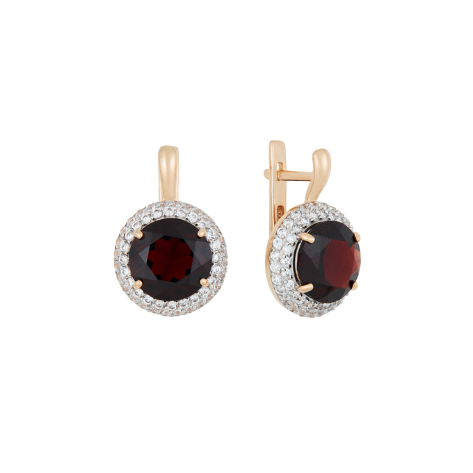 Серьги из золота 585 пробы c гранатами и фианитами, Л 6102 8248 за 51840