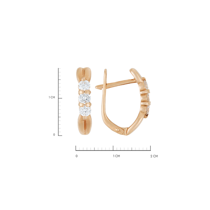 Серьги из золота 585 пробы c 6 бриллиантами