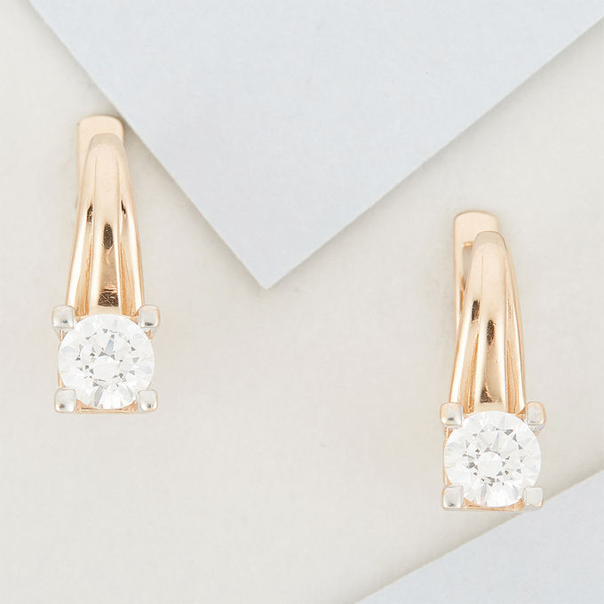 Серьги из золота 585 пробы c фианитами