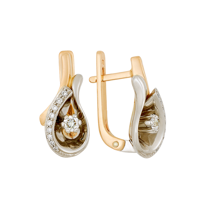 Серьги из золота 585 пробы c бриллиантами