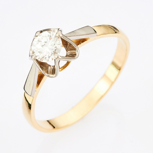 Кольцо из комбинированного золота 750 пробы c 1 бриллиантом Л28060085 фото 1