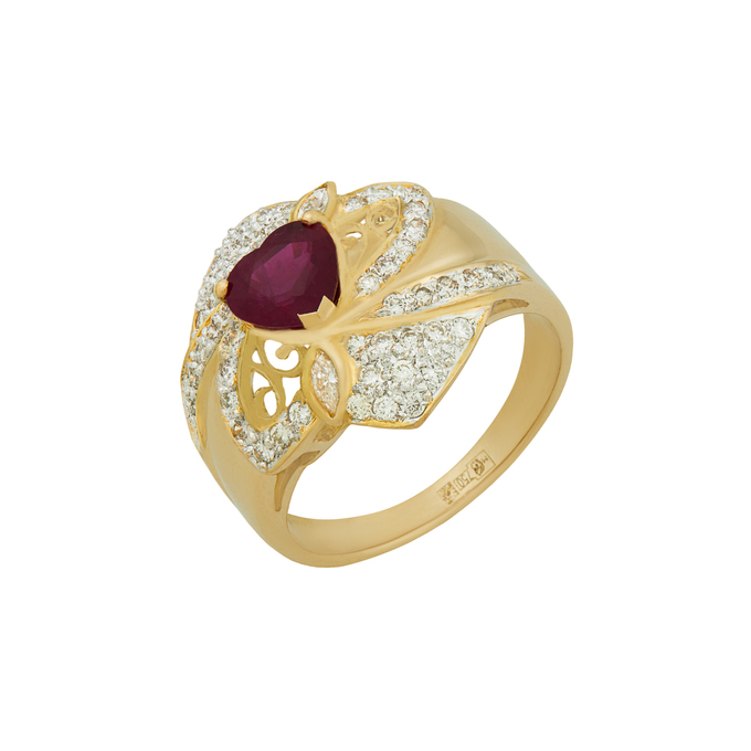 Кольцо из золота 750 пробы c рубином и бриллиантами, Л 2811 7712 за 139200