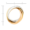 Кольцо Cartier золото, 750, 4 к.,14,02 гр. (чистый вес 14,02 гр.) Cartier Trinity Six Band Diamond Tri-Color Gold Band Ring,  пт/м; Бриллиант Кр57 3/3