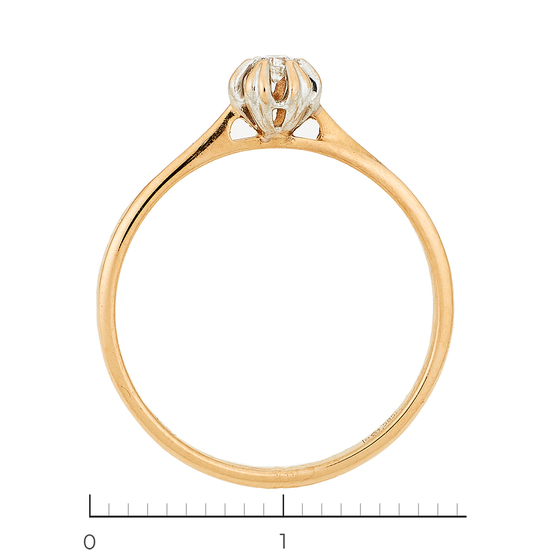 Кольцо из комбинированного золота 585 пробы c 1 бриллиантом, Л35032054 за 6450