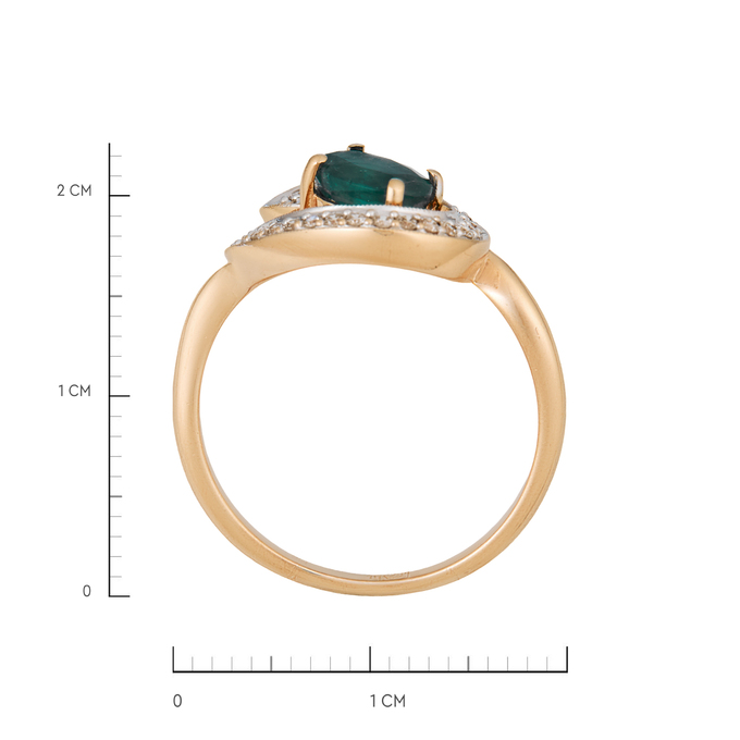 Кольцо из золота 585 пробы c изумрудом и бриллиантами, Л 2812 3382 за 67600