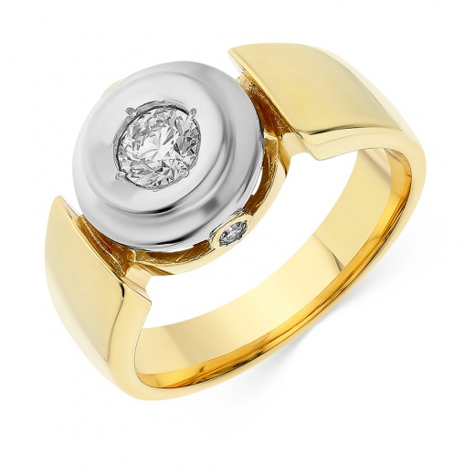 Кольцо из комбинированного золота 500 пробы c 3 бриллиантами 078505 фото 1