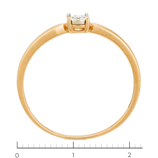 Кольцо из комбинированного золота 585 пробы c 1 бриллиантом, Л39088074 за 6600