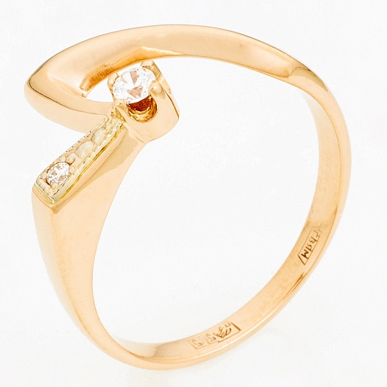 Кольцо из комбинированного золота 585 пробы c фианитами, Л73016577 за 14 640 ₽