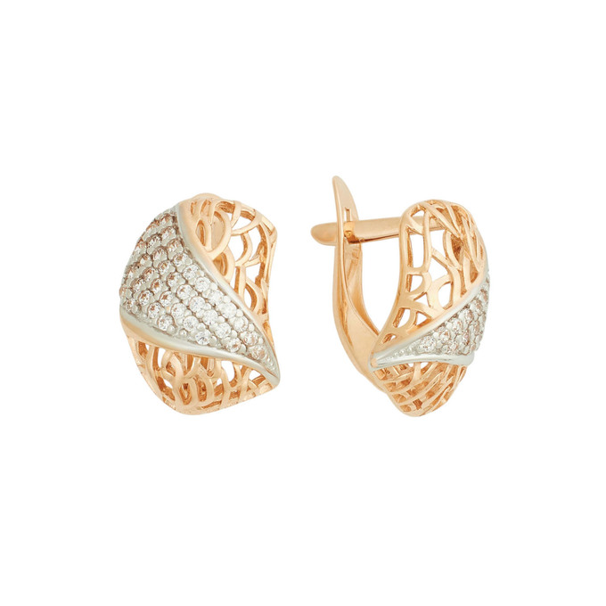Серьги из золота 585 пробы с фианитами, Л 3706 9787 за 36400