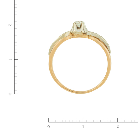 Кольцо из комбинированного золота 585 пробы c 9 бриллиантами, Л31121439 за 26320