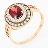 Кольцо из красного золота 585 пробы c 1 гранатом и фианитами