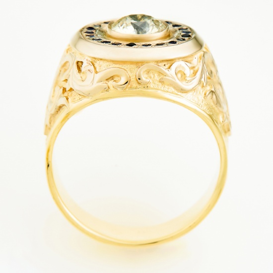 Кольцо из комбинированного золота 585 пробы c 1 бриллиантом и 21 сапфирами, Л61013723 за 345600