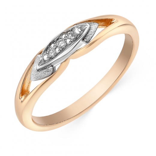 Кольцо из комбинированного золота 585 пробы c 3 бриллиантами 063480 фото 1