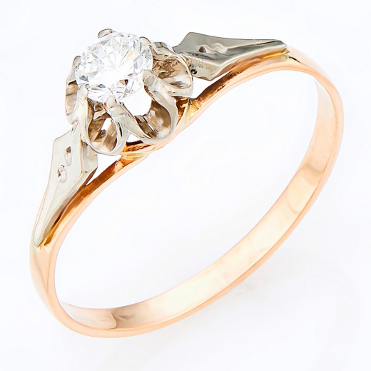 Кольцо из комбинированного золота 583 пробы c 1 бриллиантом Л23144425 фото 1