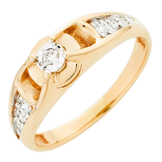 Кольцо из комбинированного золота 585 пробы c 7 бриллиантами, Л28089966 за 10755