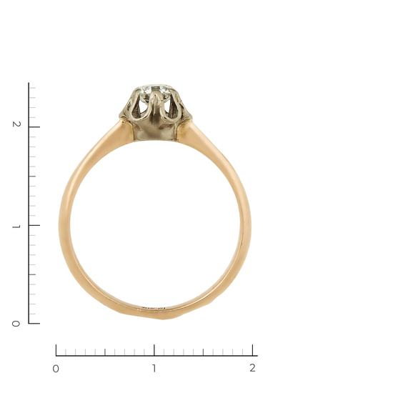 Кольцо из комбинированного золота 583 пробы c 1 бриллиантом, Л23157809 за 68750
