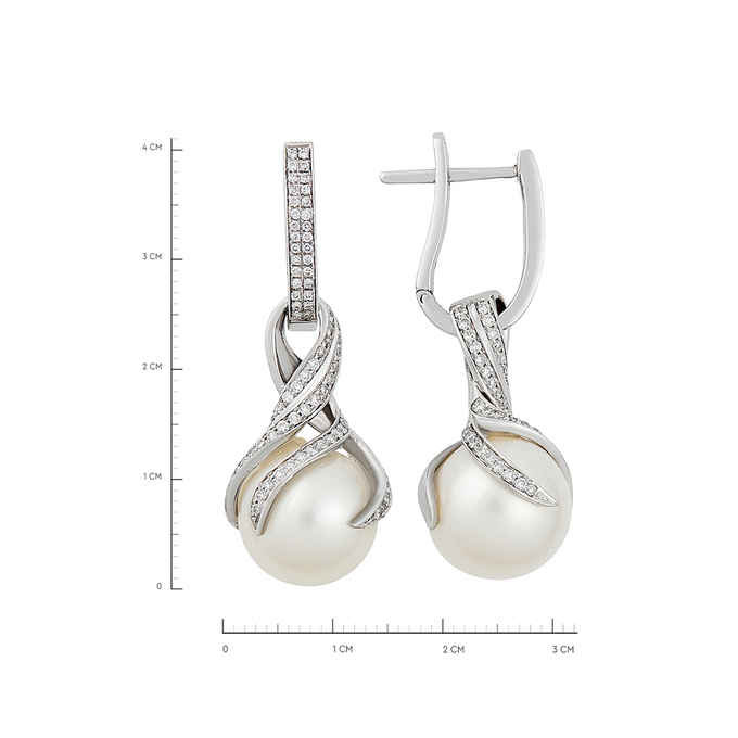 Серьги из золота 750 пробы c Бриллиант и Жемчуг культ., К 0000 5281 за 132000