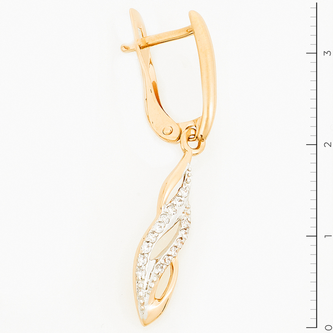 Серьги из красного золота 585 пробы c фианитами