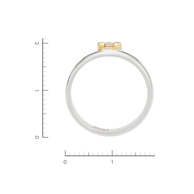 Кольцо из комбинированного золота 750 пробы c 1 бриллиантом