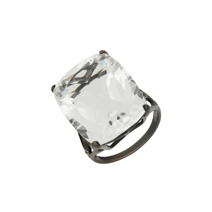 Кольцо из золота 585 пробы c горным хрусталём и бриллиантами