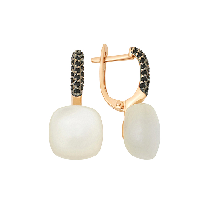 Серьги из золота 585 пробы c лунным камнем и фианитами, Л 4609 0998 за 38000