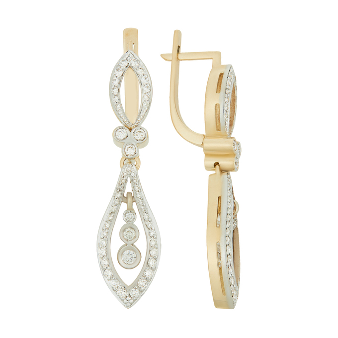 Серьги из золота 585 пробы c бриллиантами, Л 0514 3891 за 132000