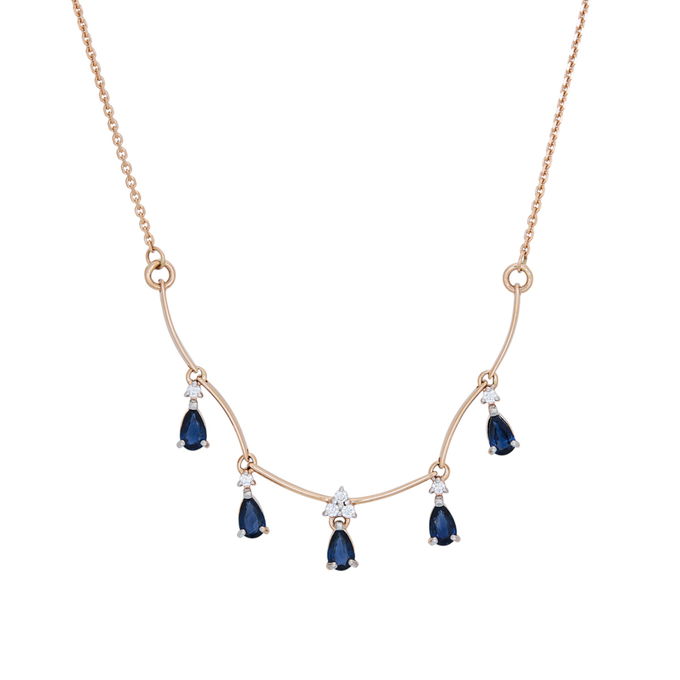 Колье из золота 585 пробы c сапфирами и бриллиантами