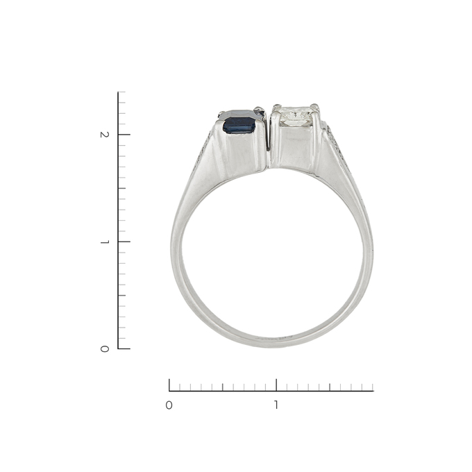 Кольцо из белого золота 585 пробы c 21 бриллиантами и 1 сапфиром, Л 2809 6736 за 167000