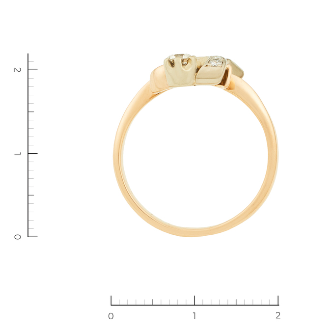 Кольцо из комбинированного золота 585 пробы c 5 бриллиантами