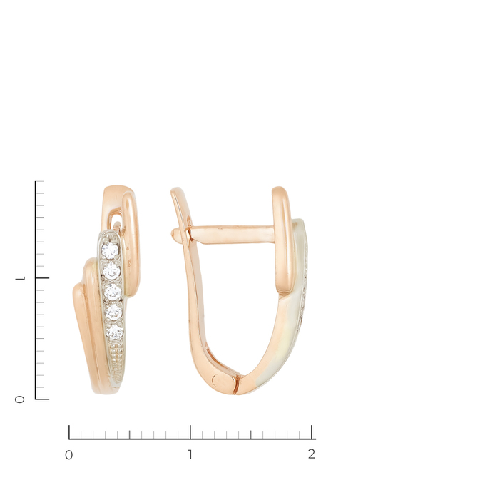 Серьги из комбинированного золота 585 пробы c 10 фианитами, Л 4106 5927 за 22470