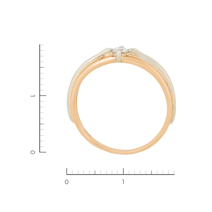 Кольцо из комбинированного золота 585 пробы c 1 бриллиантом, Л 4709 5127 за 23920