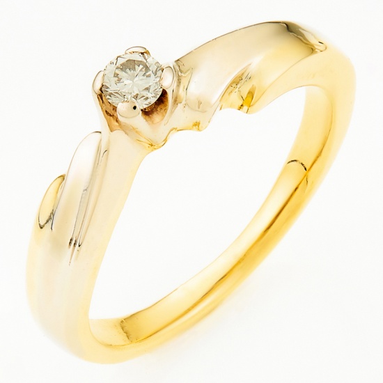 Кольцо из комбинированного золота 750 пробы c 1 бриллиантом, Л28079083 за 27900