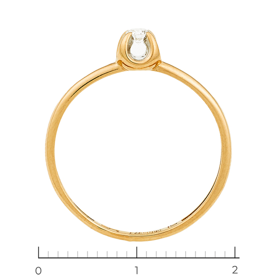 Кольцо из комбинированного золота 585 пробы c 1 бриллиантом, Л61022451 за 8340