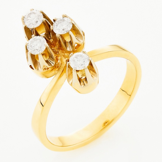 Кольцо из комбинированного золота 750 пробы c 4 бриллиантами, Л12076024 за 75 600 ₽