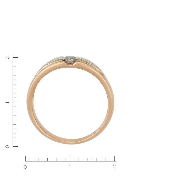 Кольцо из комбинированного золота 585 пробы c 1 бриллиантом, Л 0514 2968 за 33250