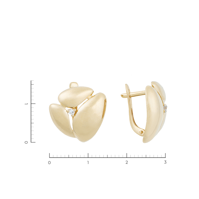Серьги из желтого золота 585 пробы c 2 фианитами