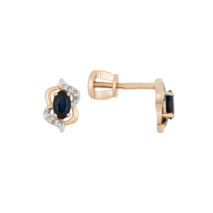 Серьги из золота 585 пробы c сапфирами и бриллиантами, К 0000 3938 за 29800